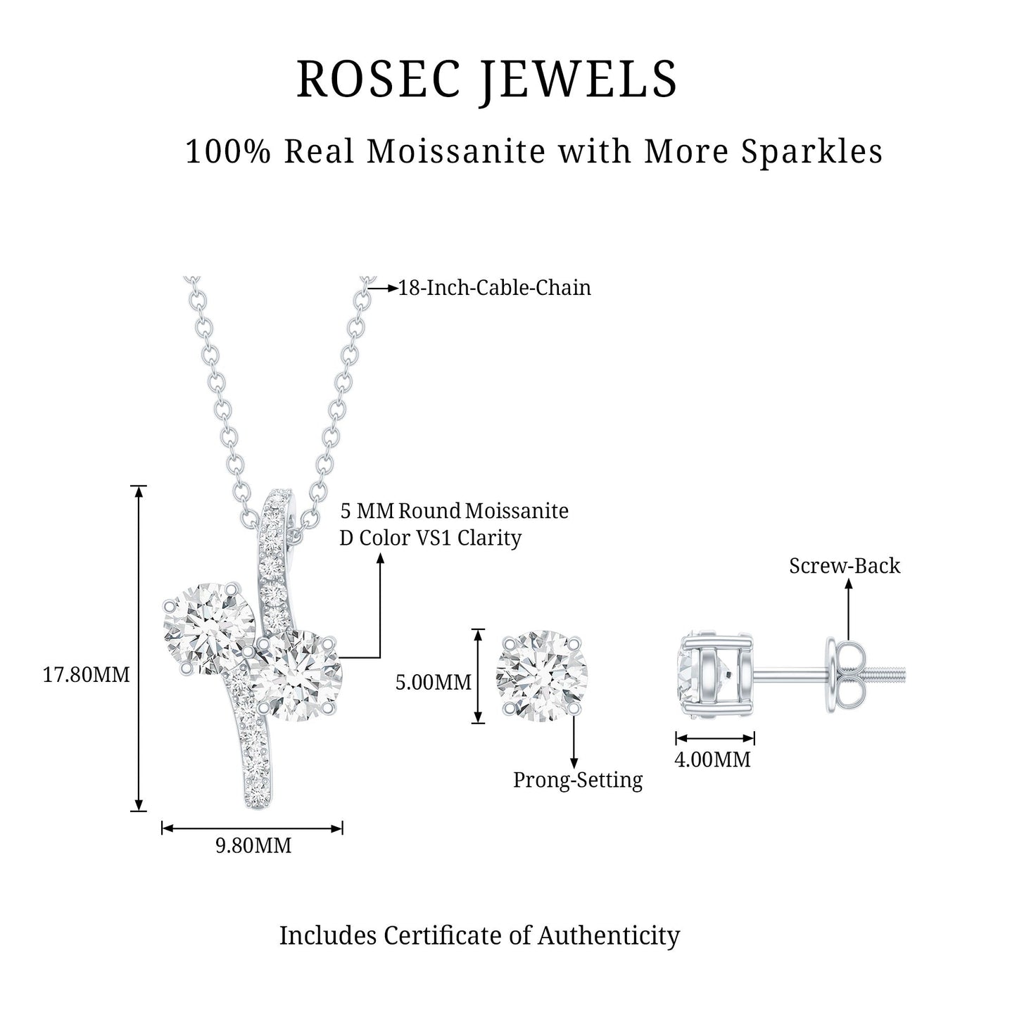 Certified Moissanite Minimal Jewelry Set