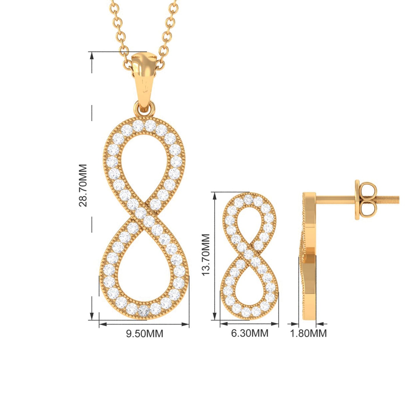 Simple Moissanite Infinity Jewelry Set