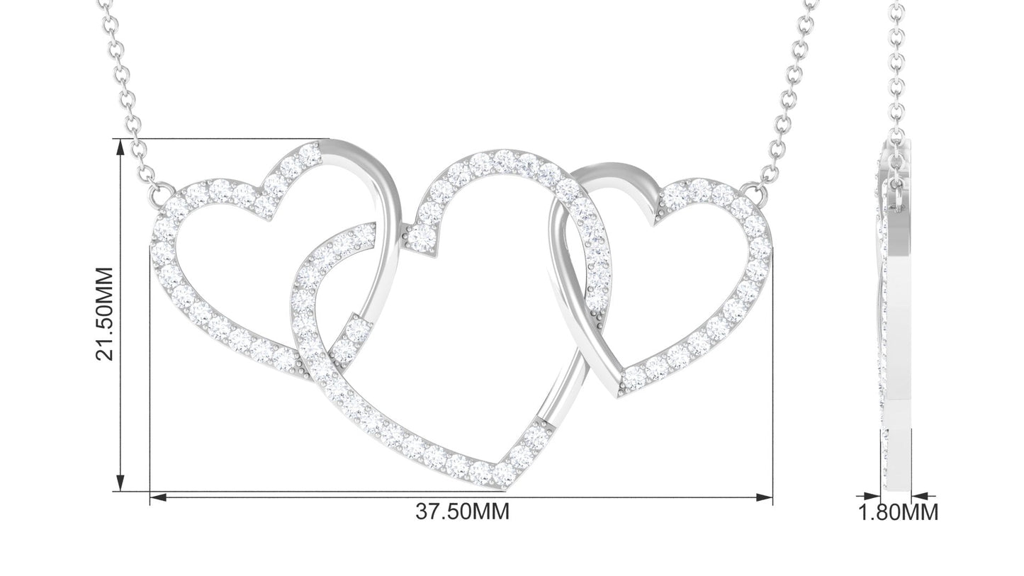 Certified Diamond Three Heart Necklace