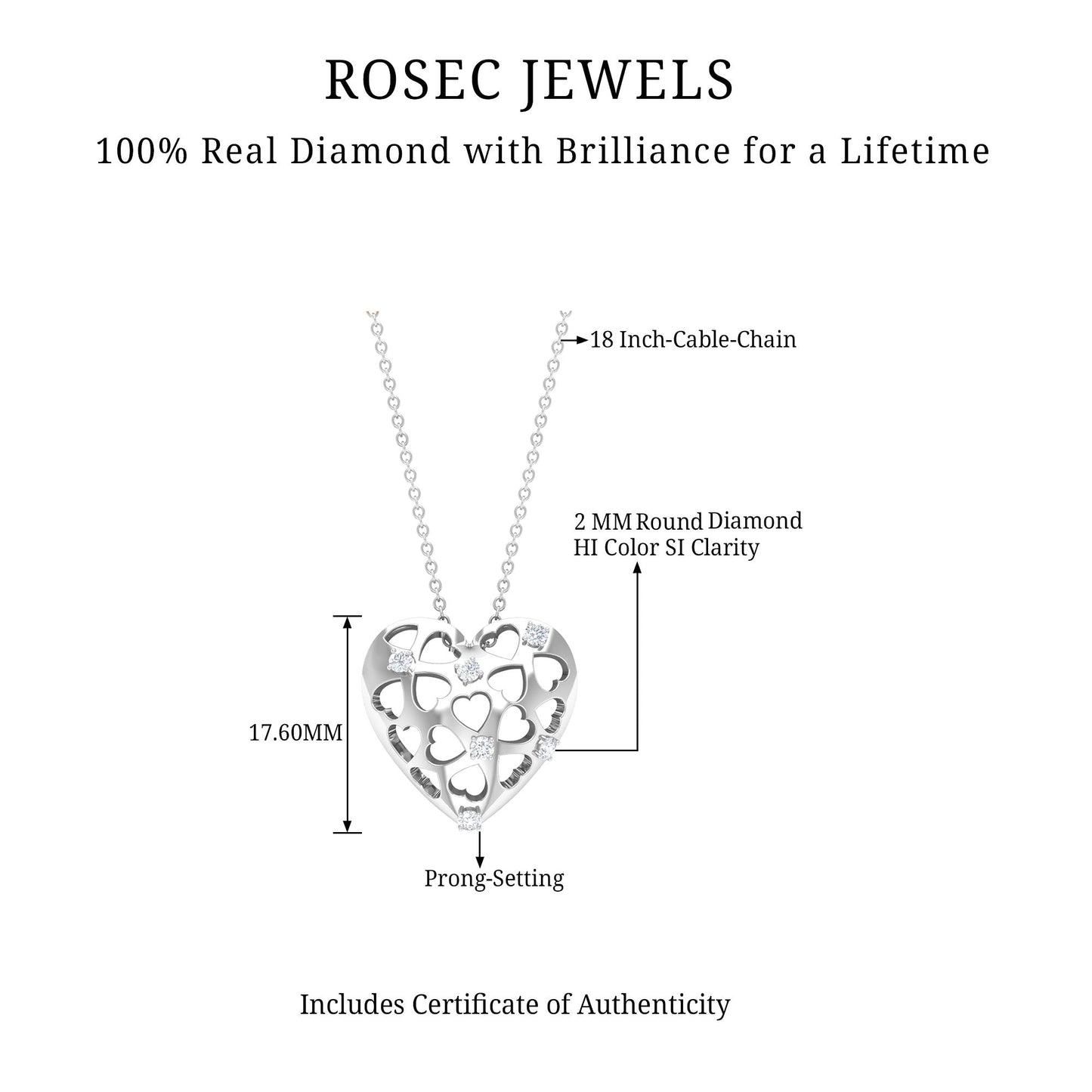 Heart Shaped Openwork Diamond Necklace