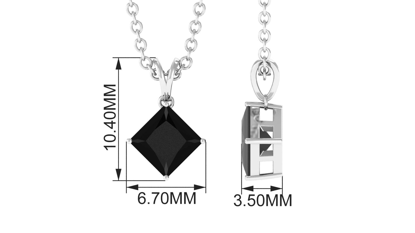 1 Carat Lab Grown Black Diamond Princess Cut Necklace