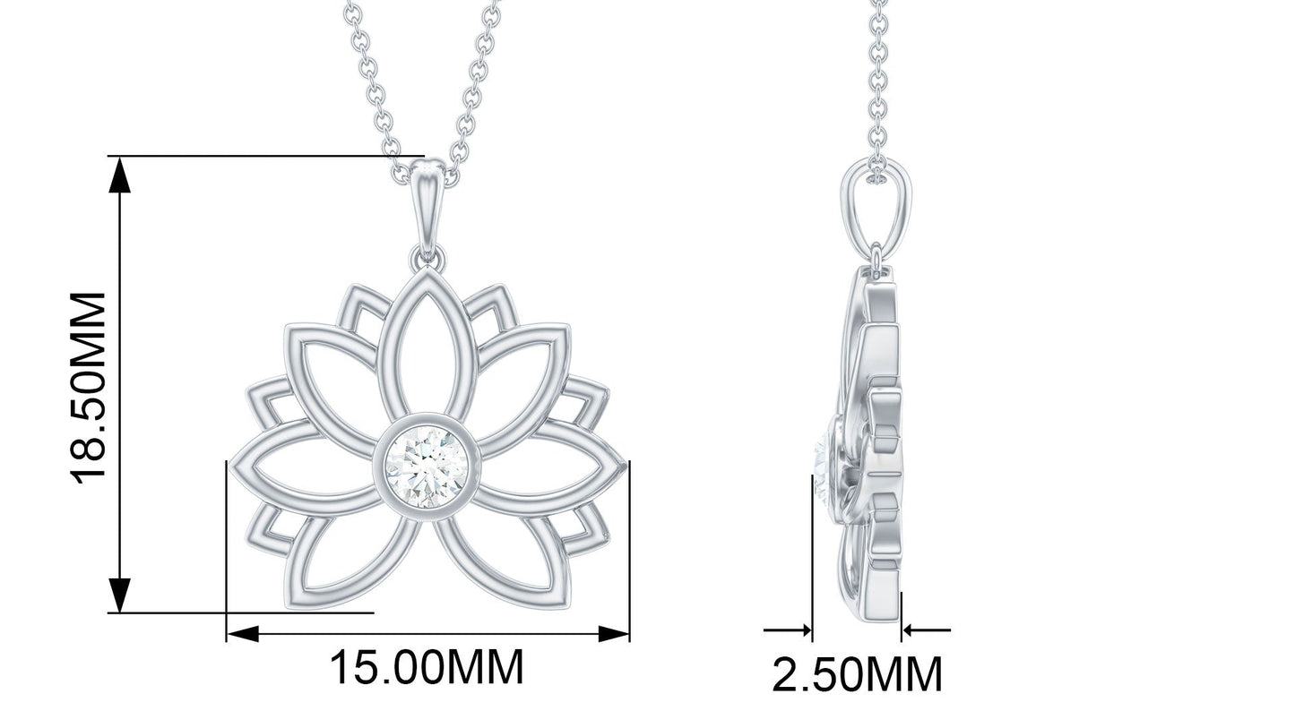 Certified Moissanite Flower Pendant in Bezel Setting