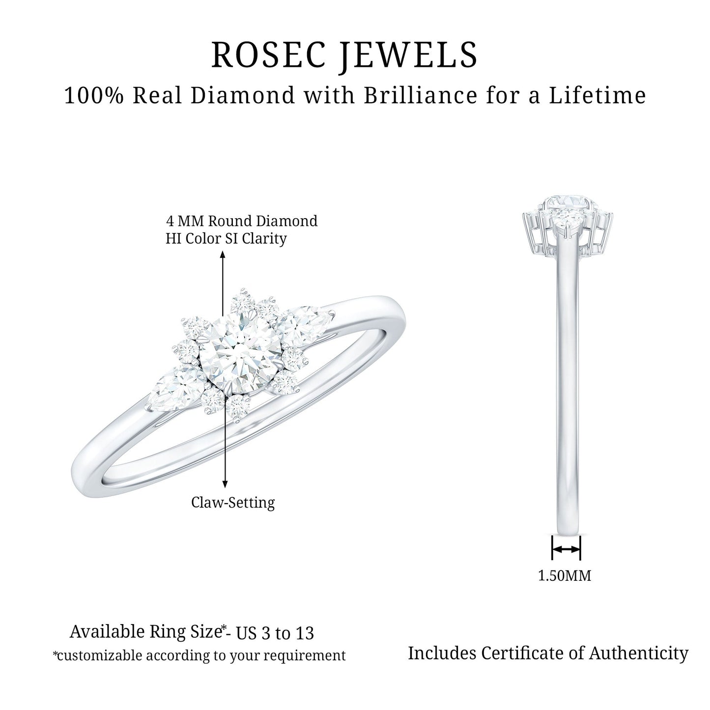 Natural Diamond Promise Ring with Certificate