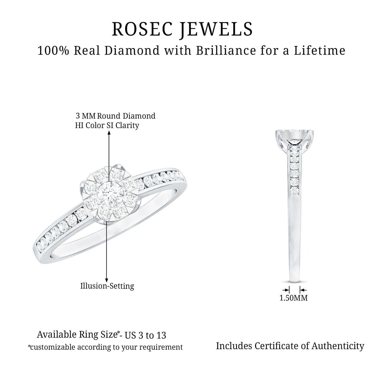 Illusion Set Diamond Engagement Ring