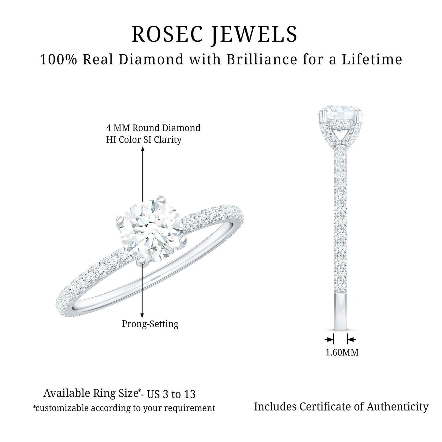 Minimalist Diamond Classic Engagement Ring