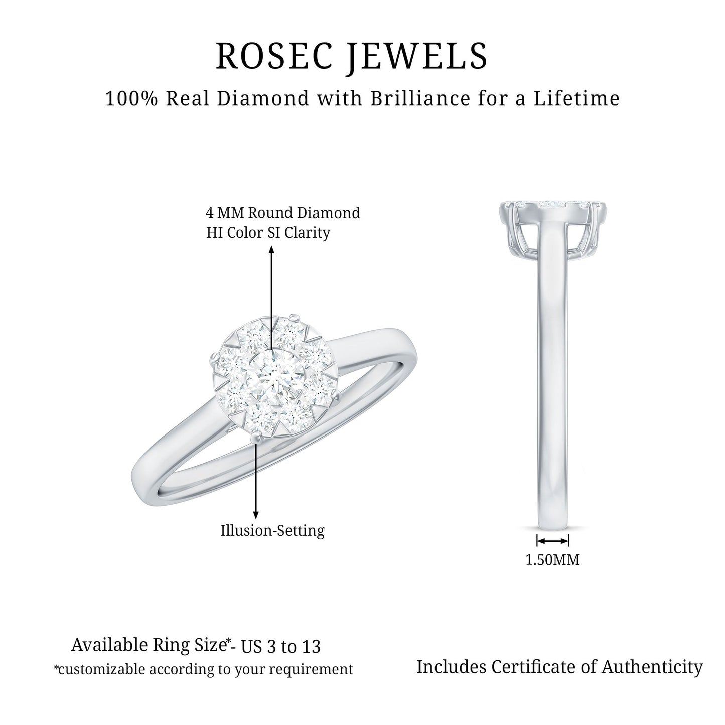 Natural Diamond Promise Ring in Illusion Set