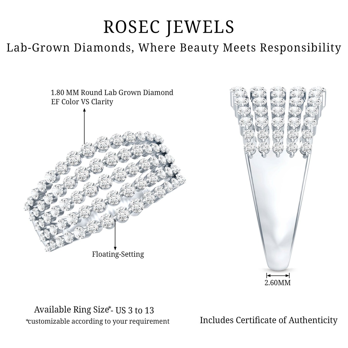 Lab Grown Diamond Statement Wedding Band for Women