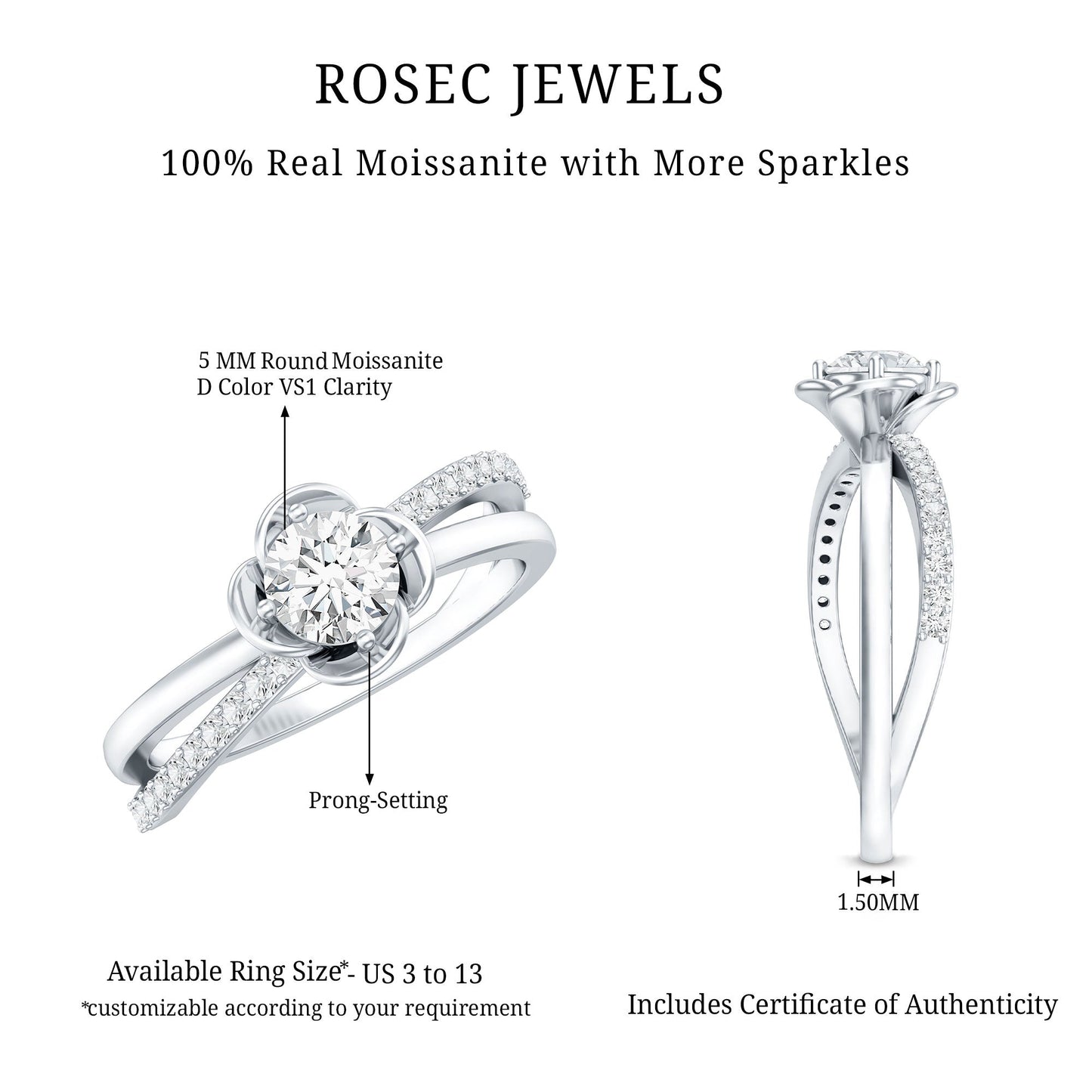 Flower Inspired Moissanite Proposal Ring for Women