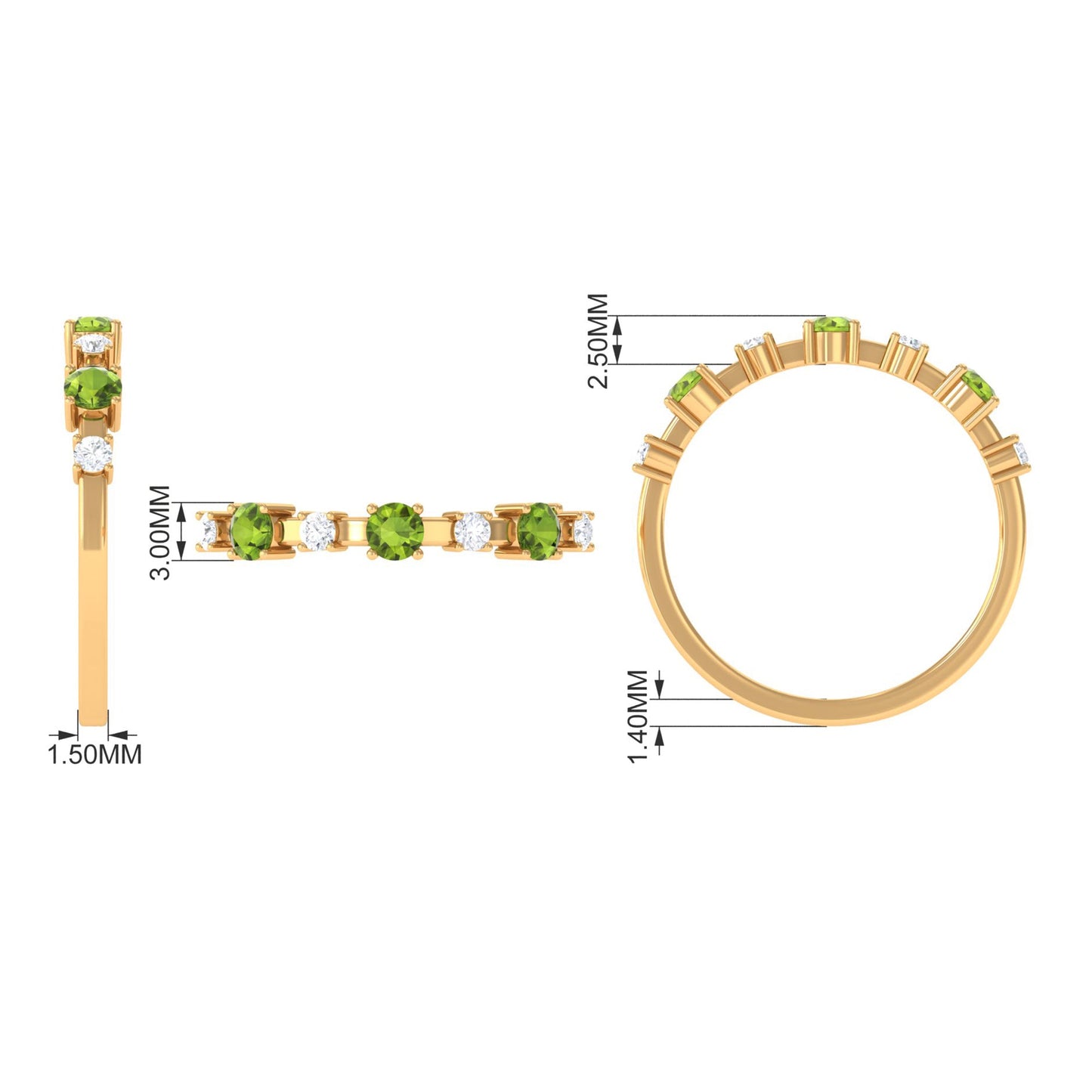 Half Eternity Ring with Peridot and Diamond