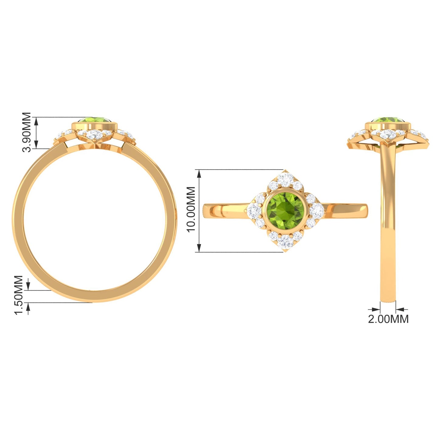 0.5 Carat Vintage Inspired Peridot Engagement Ring with Diamond