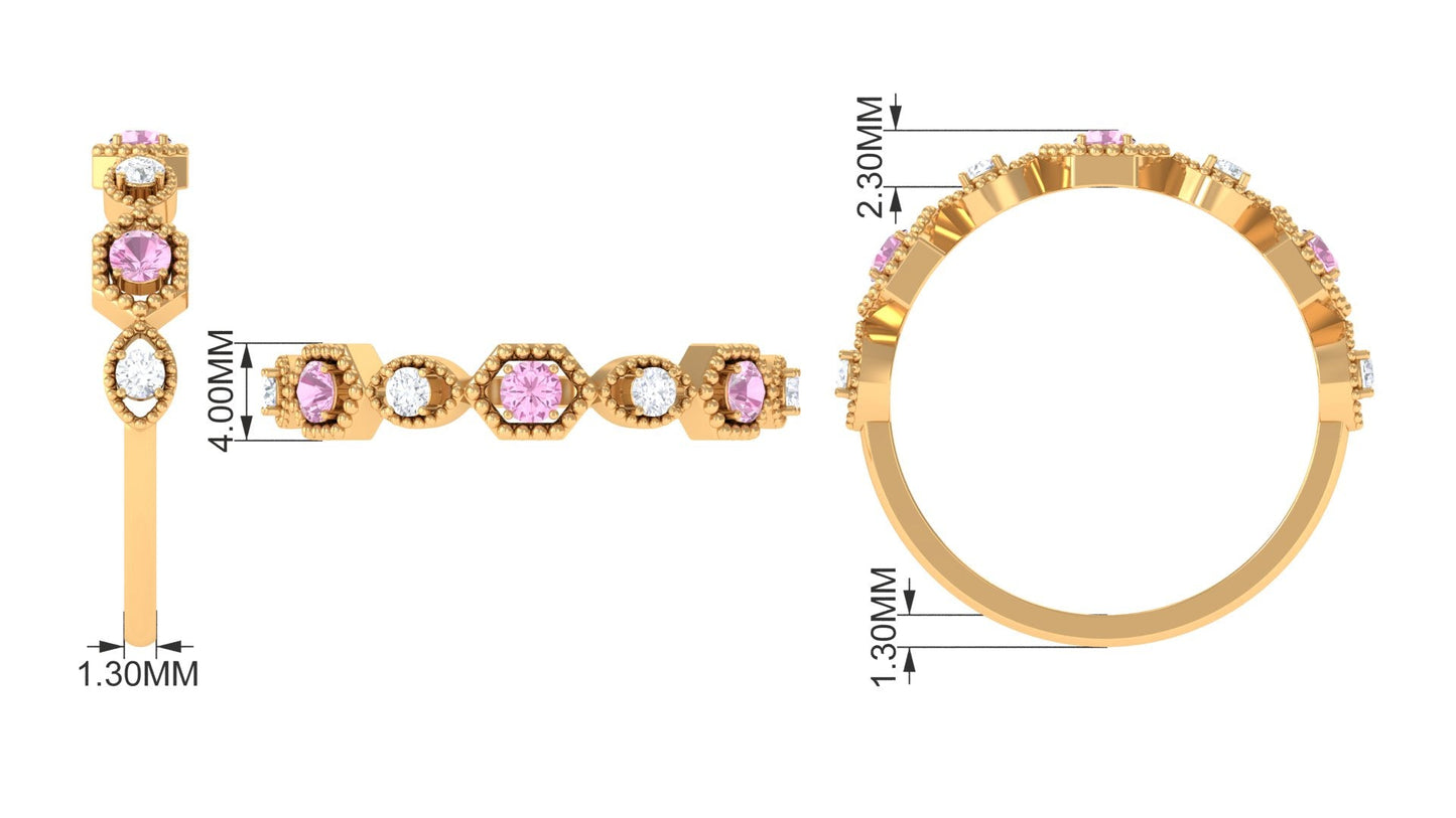 Pink Tourmaline and Diamond Eternity Wedding Band