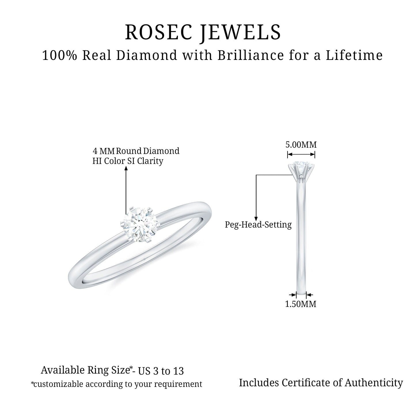 Peg Head Set Diamond Promise Ring for her
