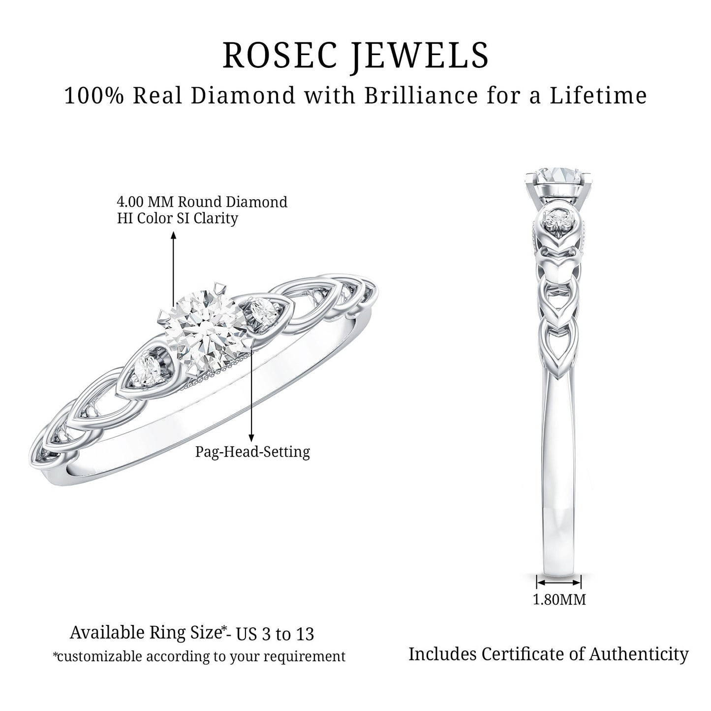 Genuine Diamond Minimalist Promise Ring with Certificate