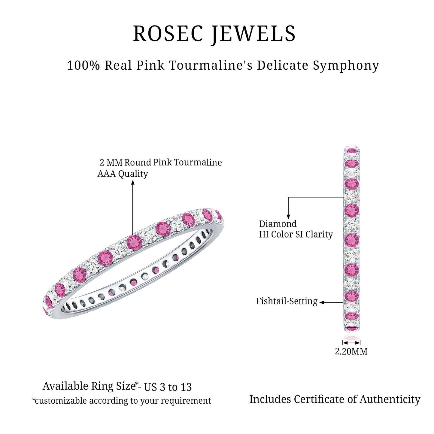 Pink Tourmaline and Diamond Stackable Ring