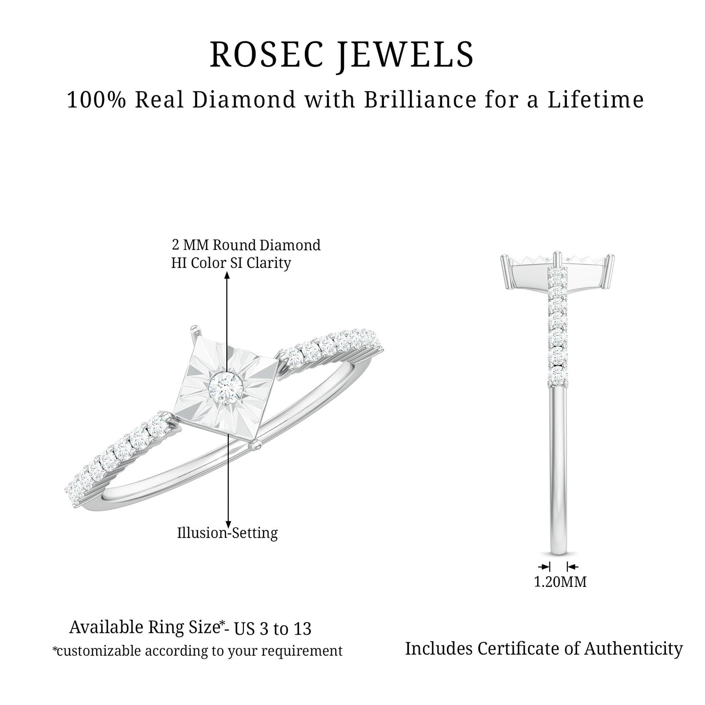 Genuine Diamond Promise Ring in Illusion Setting