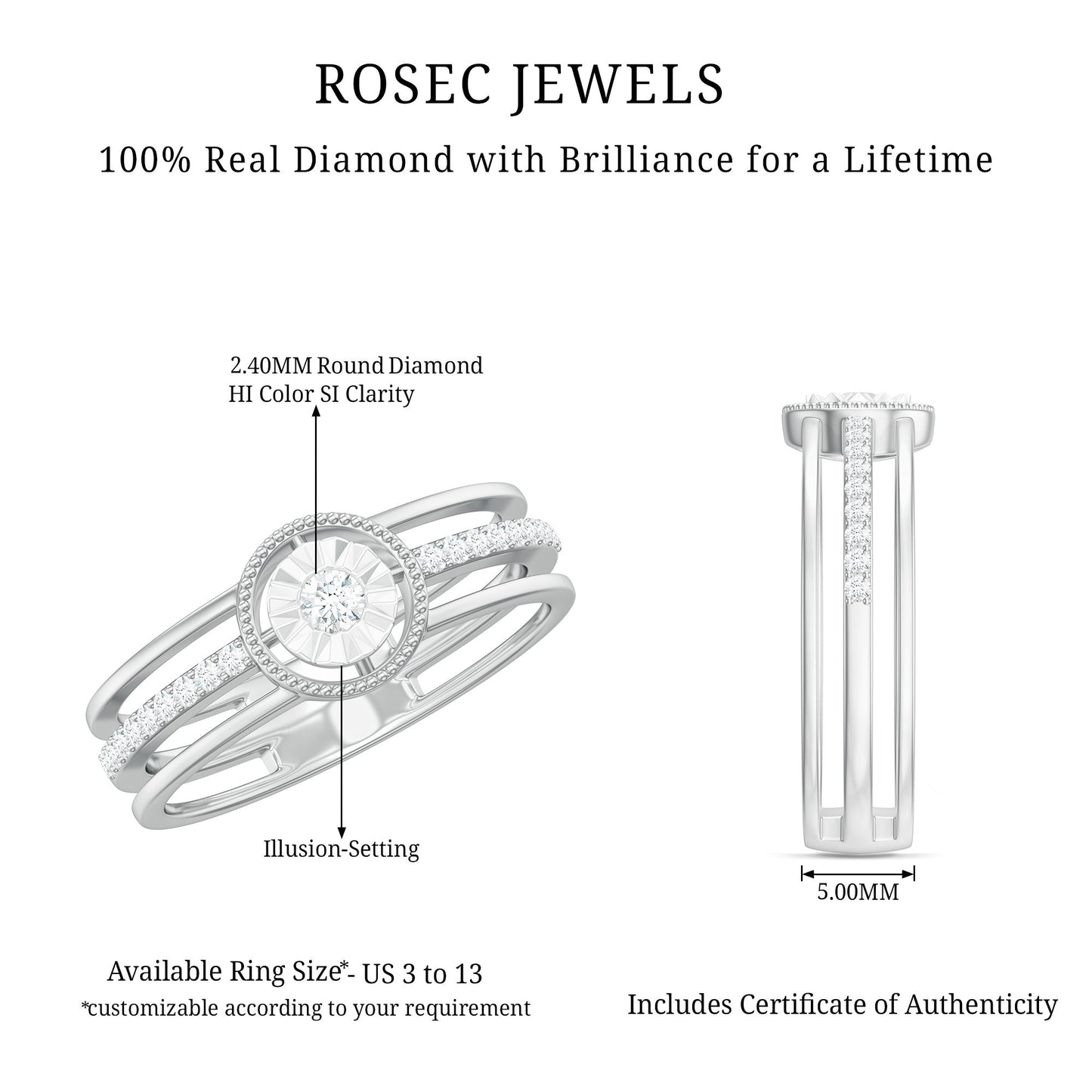Certified Natural Diamond Engagement Ring for Women