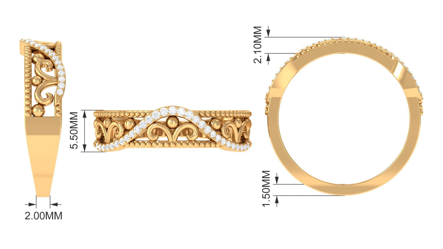 Vintage Inspired Real Diamond Wedding Band