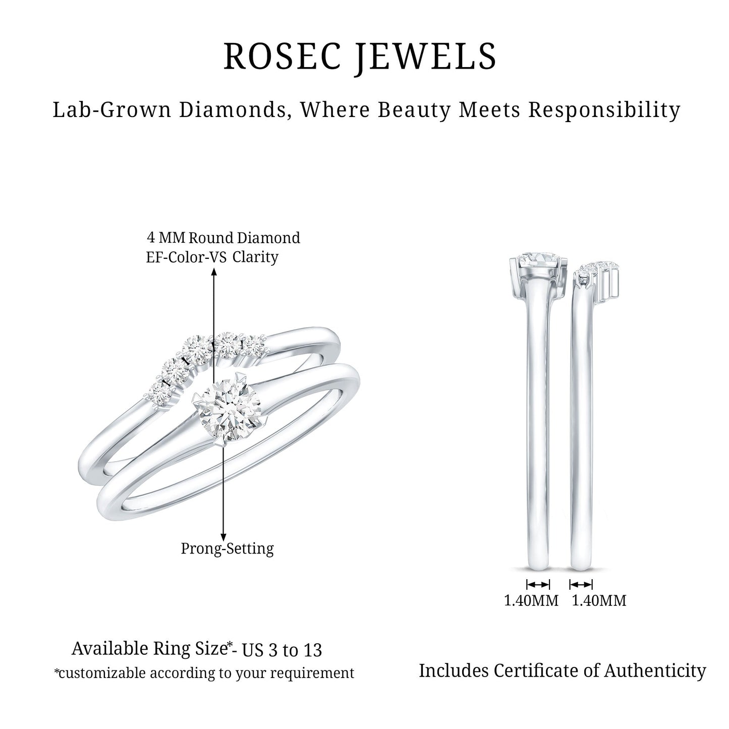 Lab Grown Diamond Minimal Engagement Ring With Enhancer