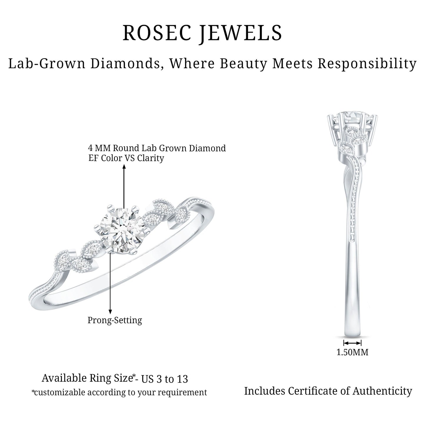 Certified Lab Grown Diamond Minimalist Promise Ring