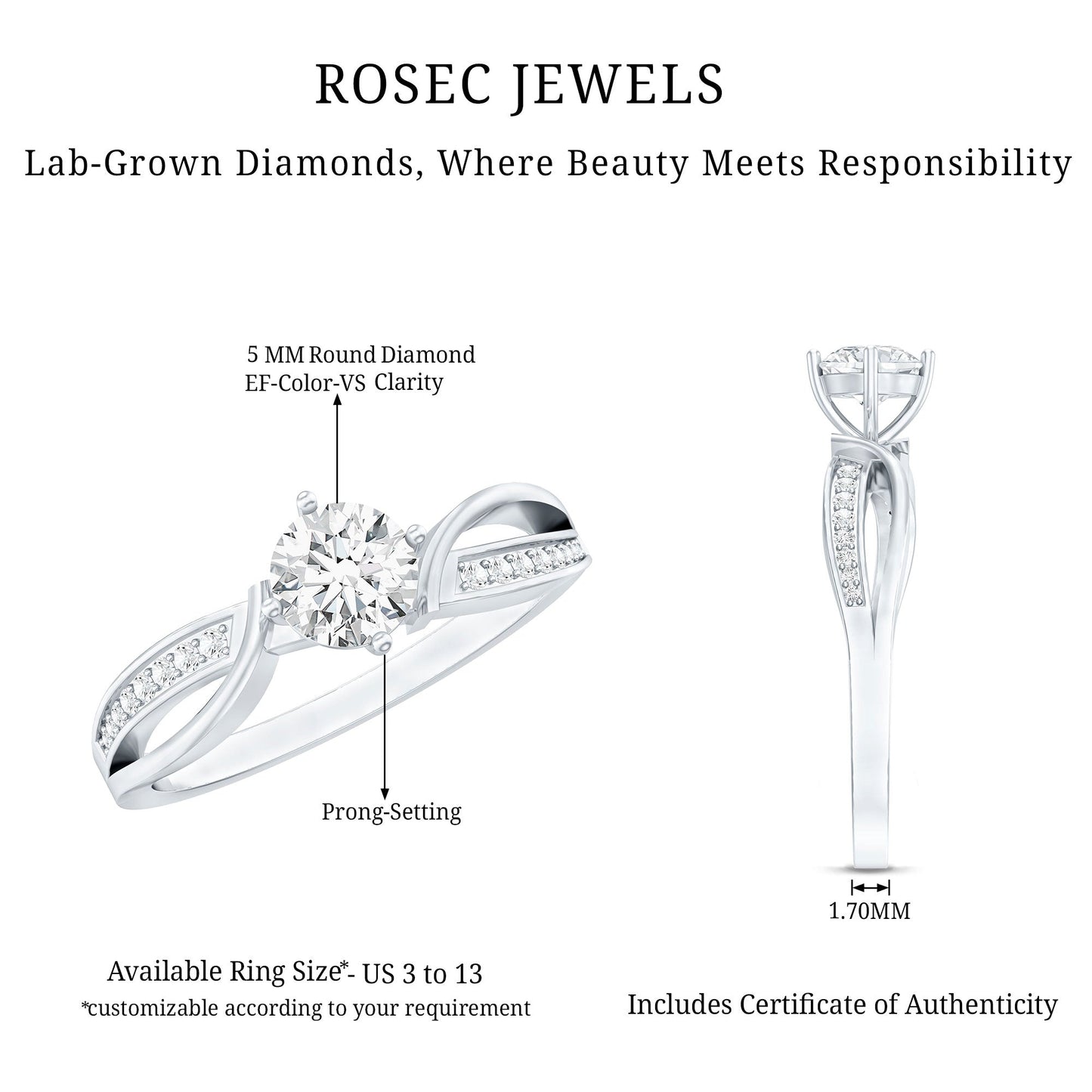 0.4 Carat Certified Lab Grown Diamond Infinity Engagement Ring
