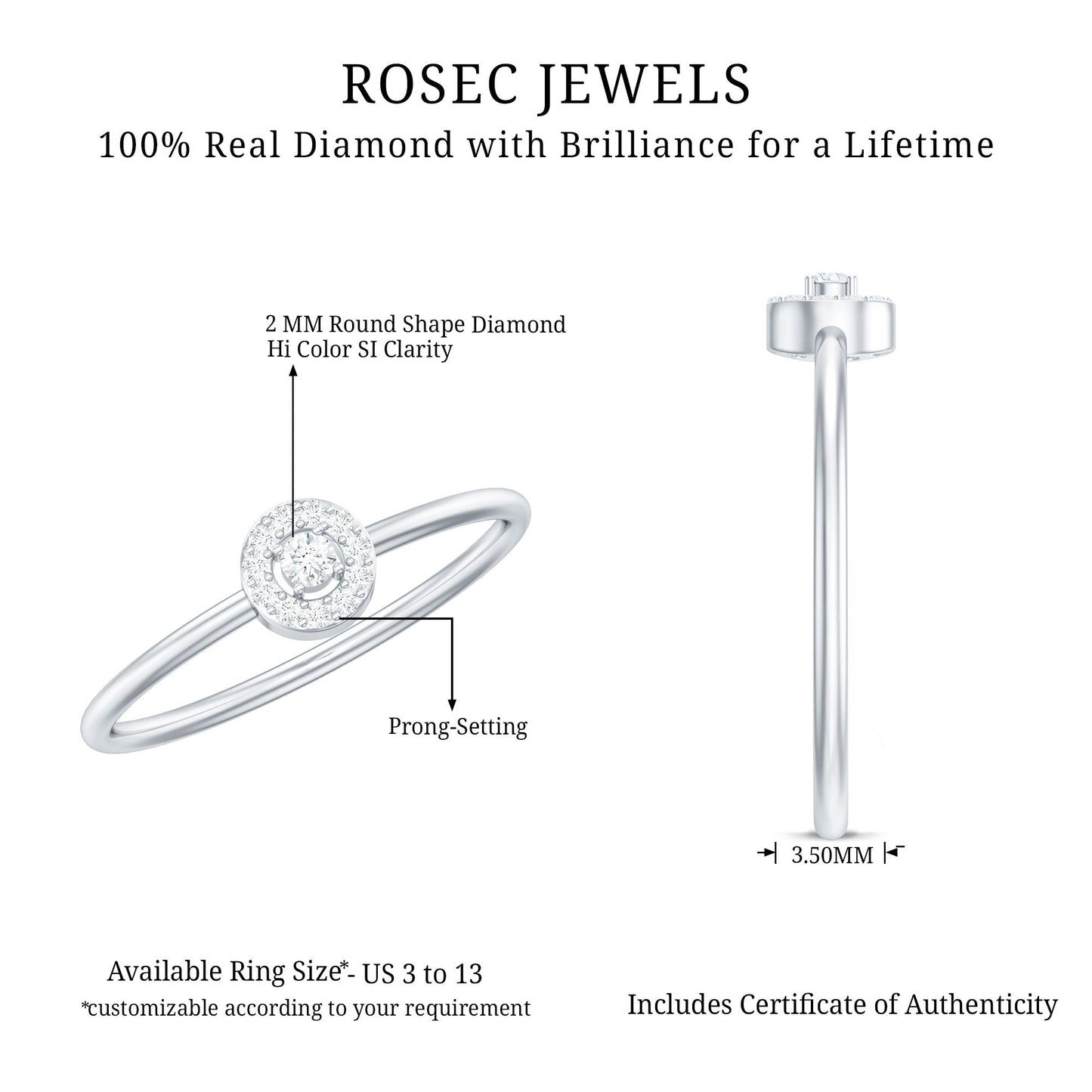 Natural Diamond Dainty Promise Ring