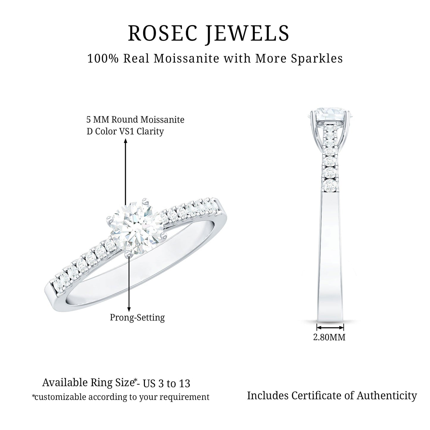 Half Carat Moissanite Engagement Ring