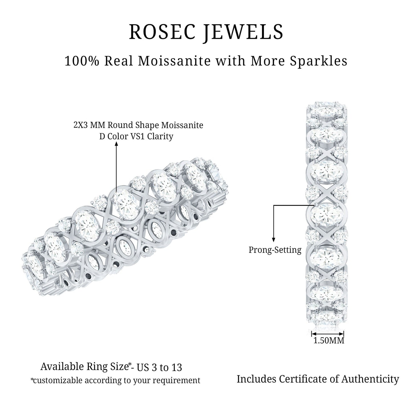 Half Eternity Style Moissanite Infinity Wedding Band
