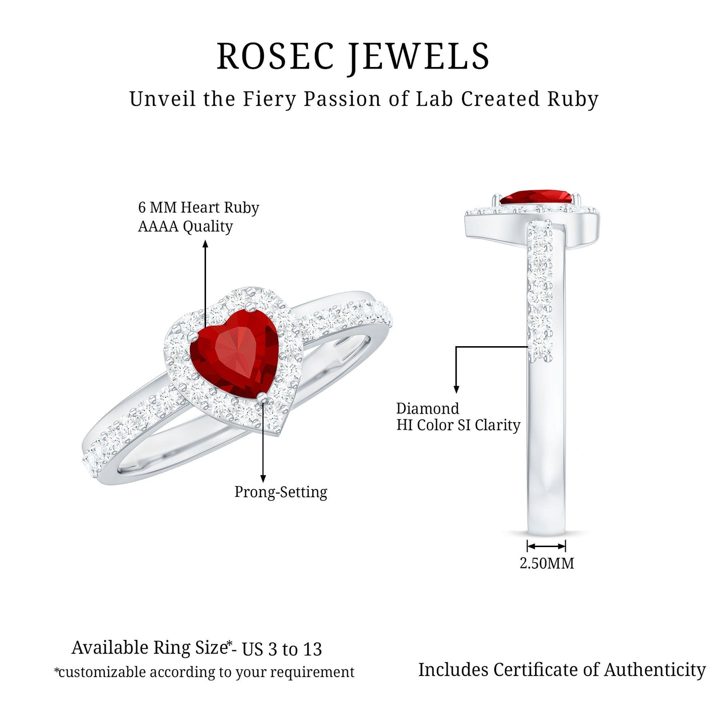 Lab Created Ruby Heart Promise Ring with Diamond Halo