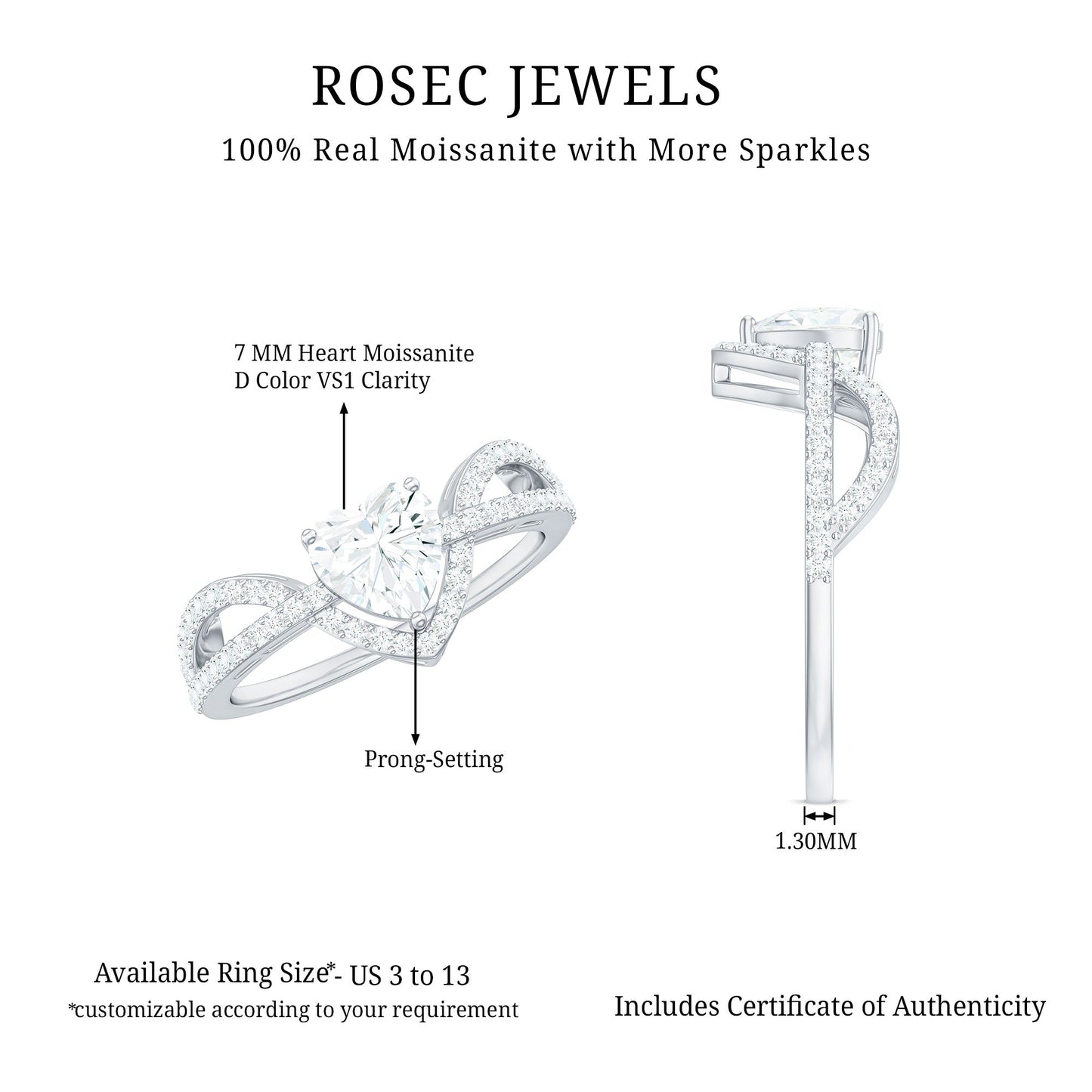 Heart Shaped Moissanite Designer Engagement Ring
