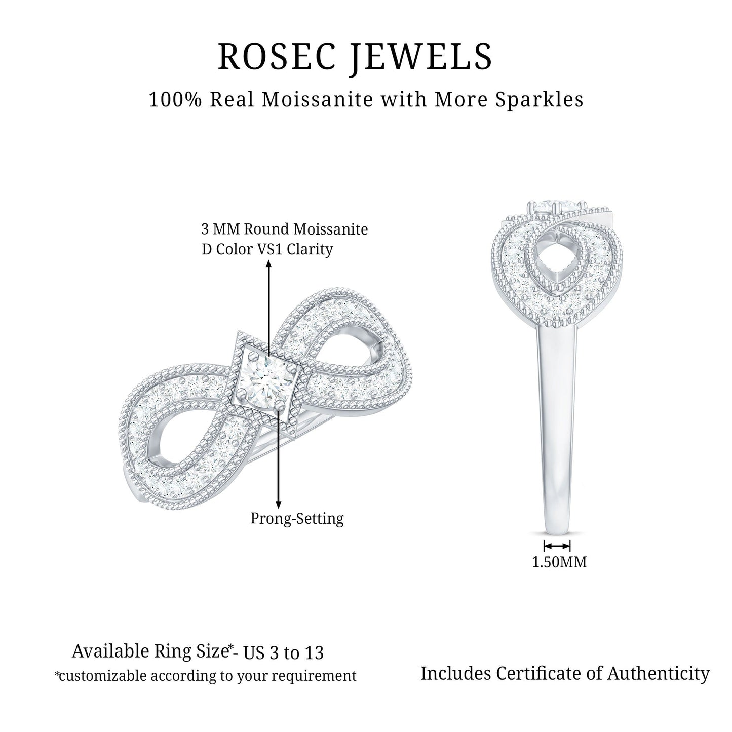Vintage Inspired Moissanite Infinity Engagement Ring
