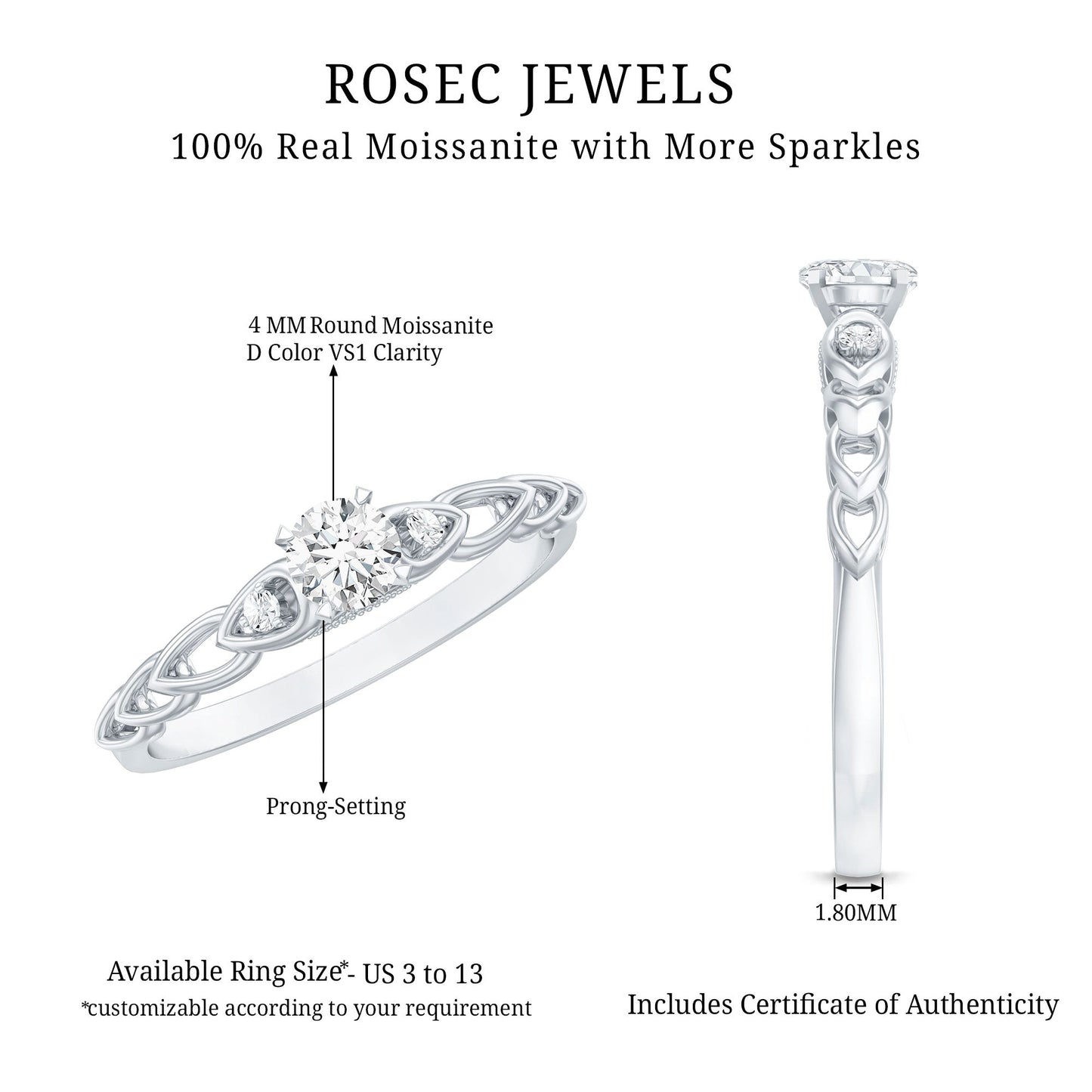 Designer Moissanite Promise Ring for Her