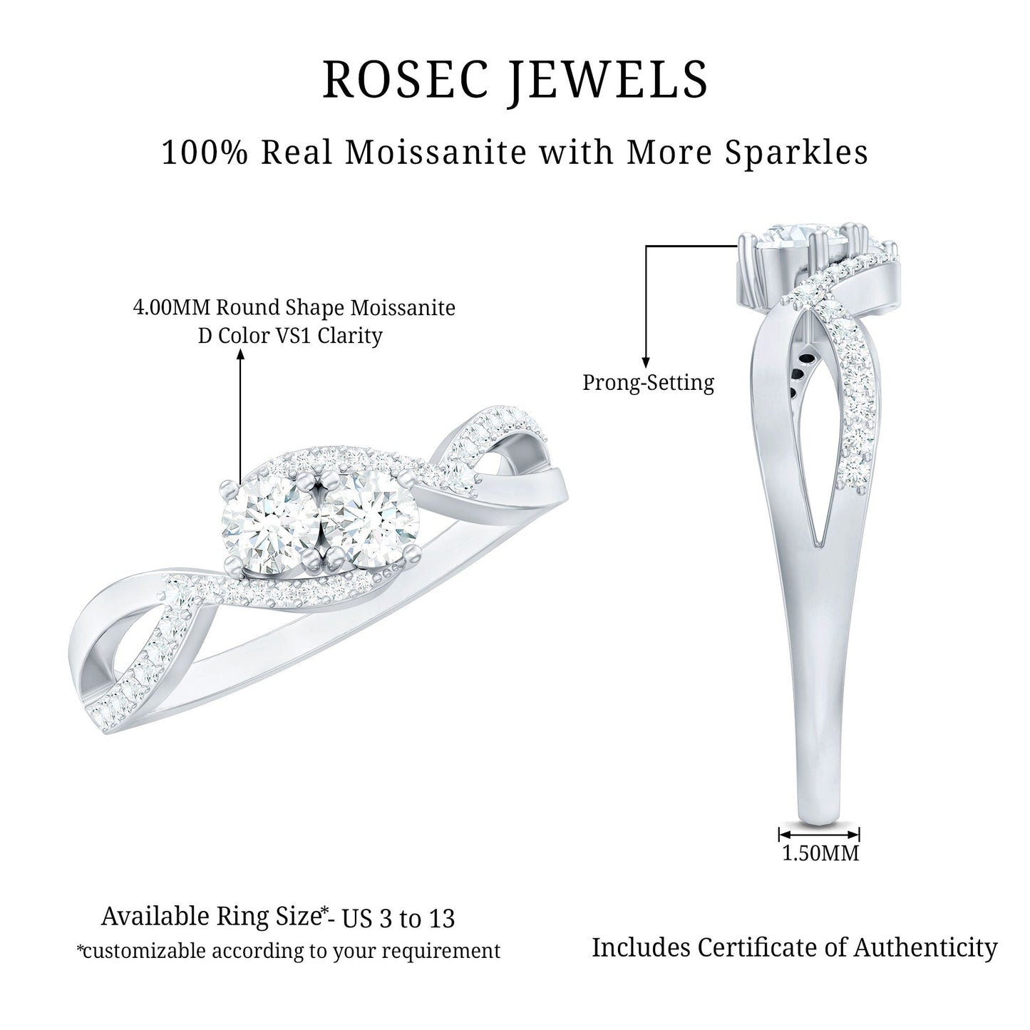 Toi Et Moi Round Moissanite Infinity Promise Ring