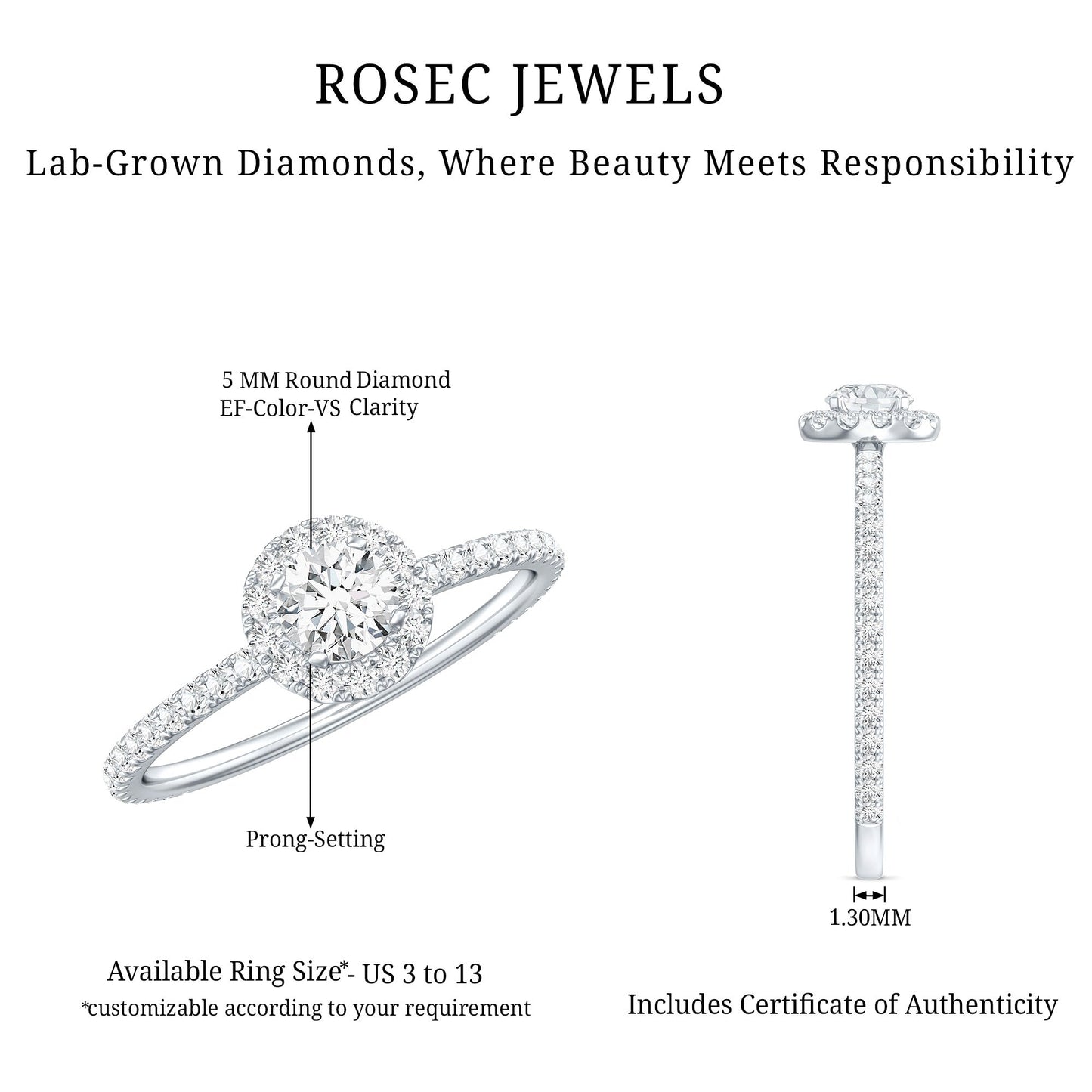 Minimal Engagement Ring with Lab Grown Diamond