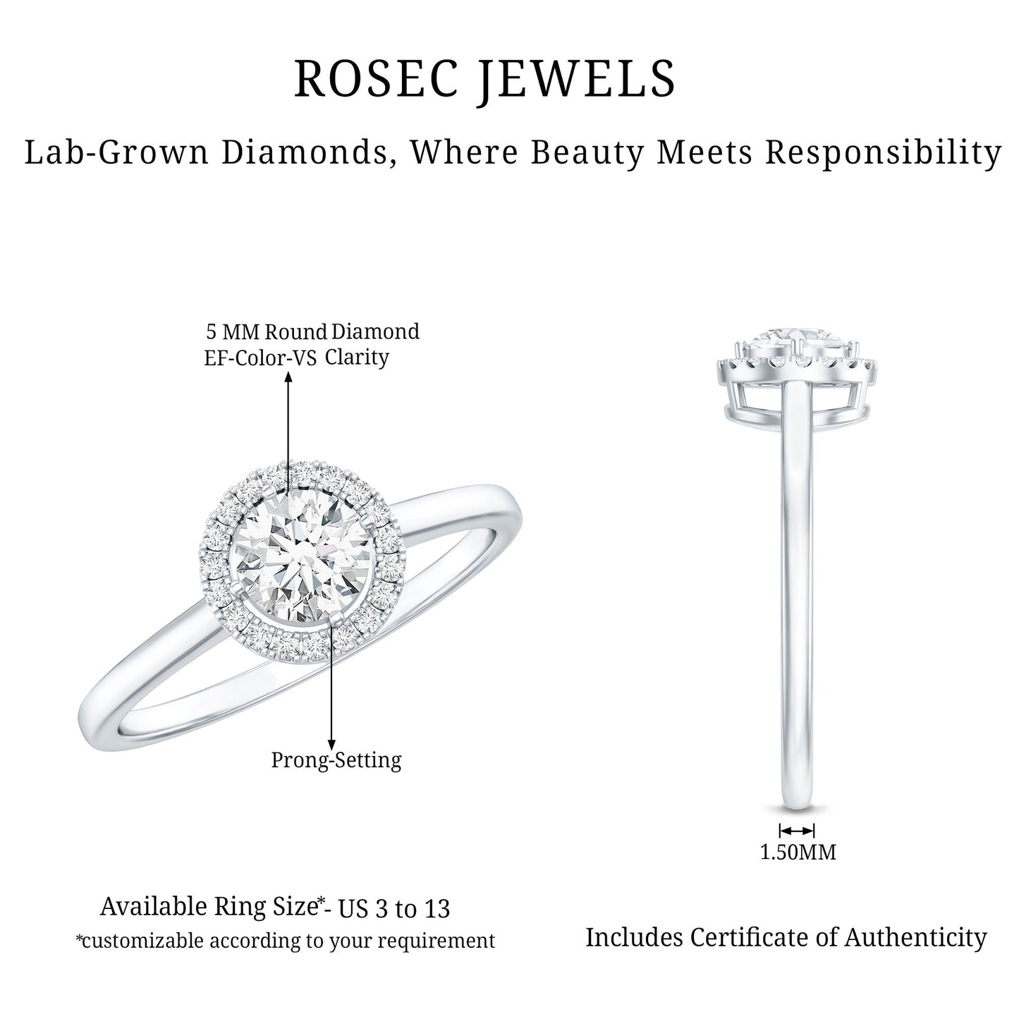 Lab Grown Diamond Promise Ring with Halo