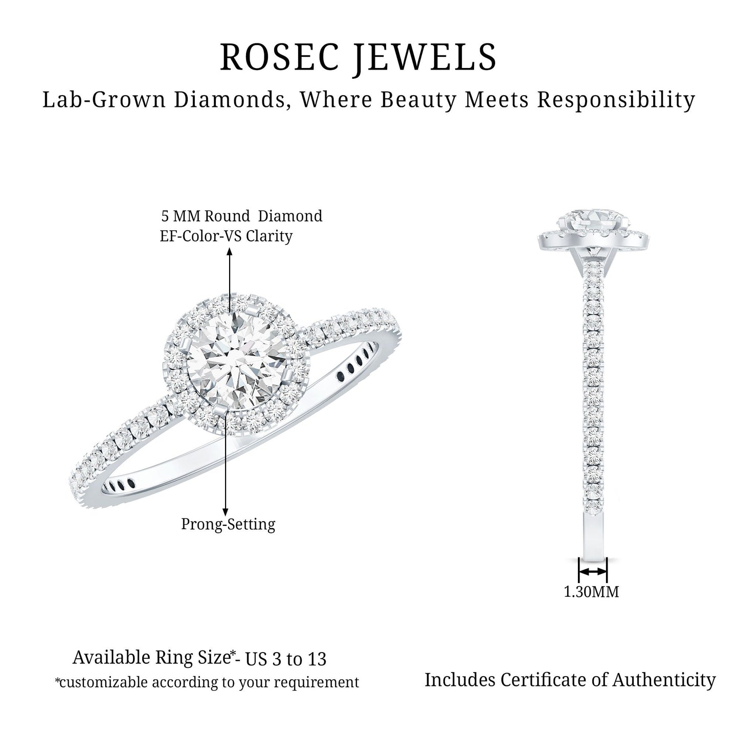 Round Lab Grown Diamond Promise Engagement Ring