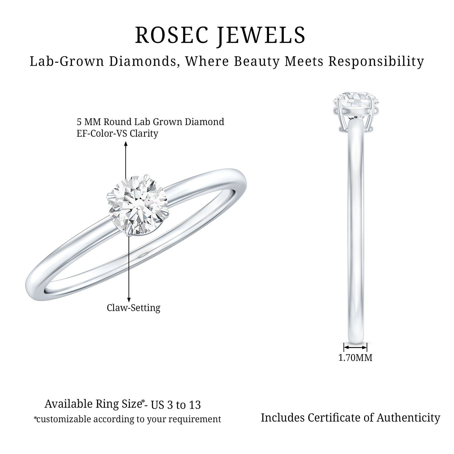 Brilliant Cut Lab Grown Diamond Solitaire Promise Ring