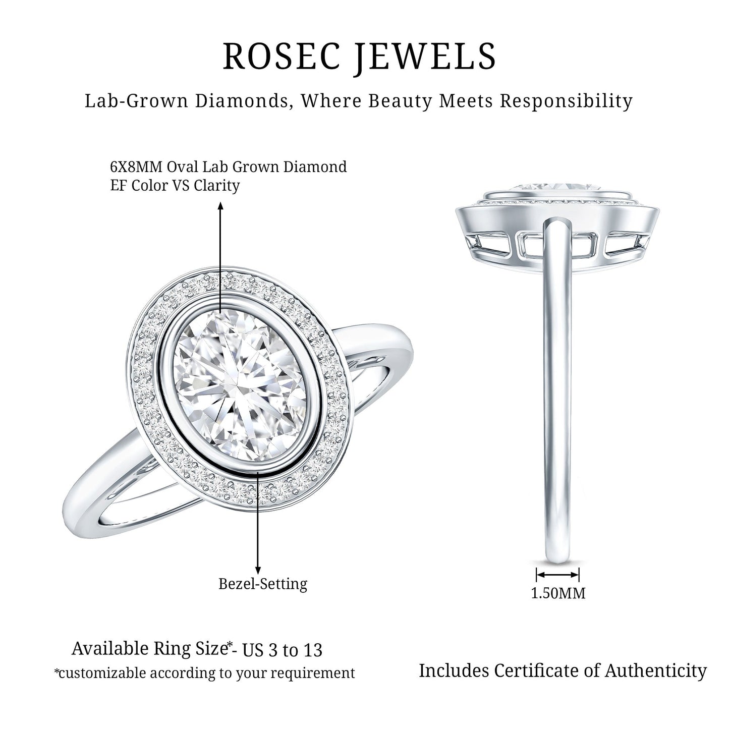 Classic Lab Grown Diamond Engagement Ring with Halo