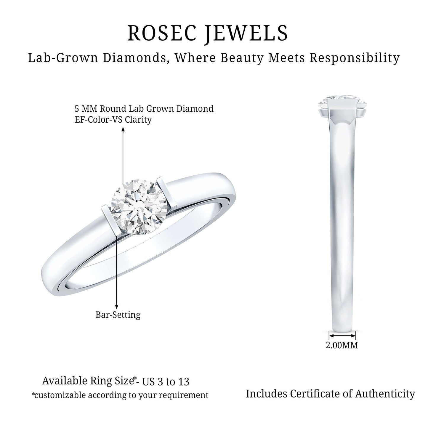 Minimal Lab Grown Diamond Solitaire Ring