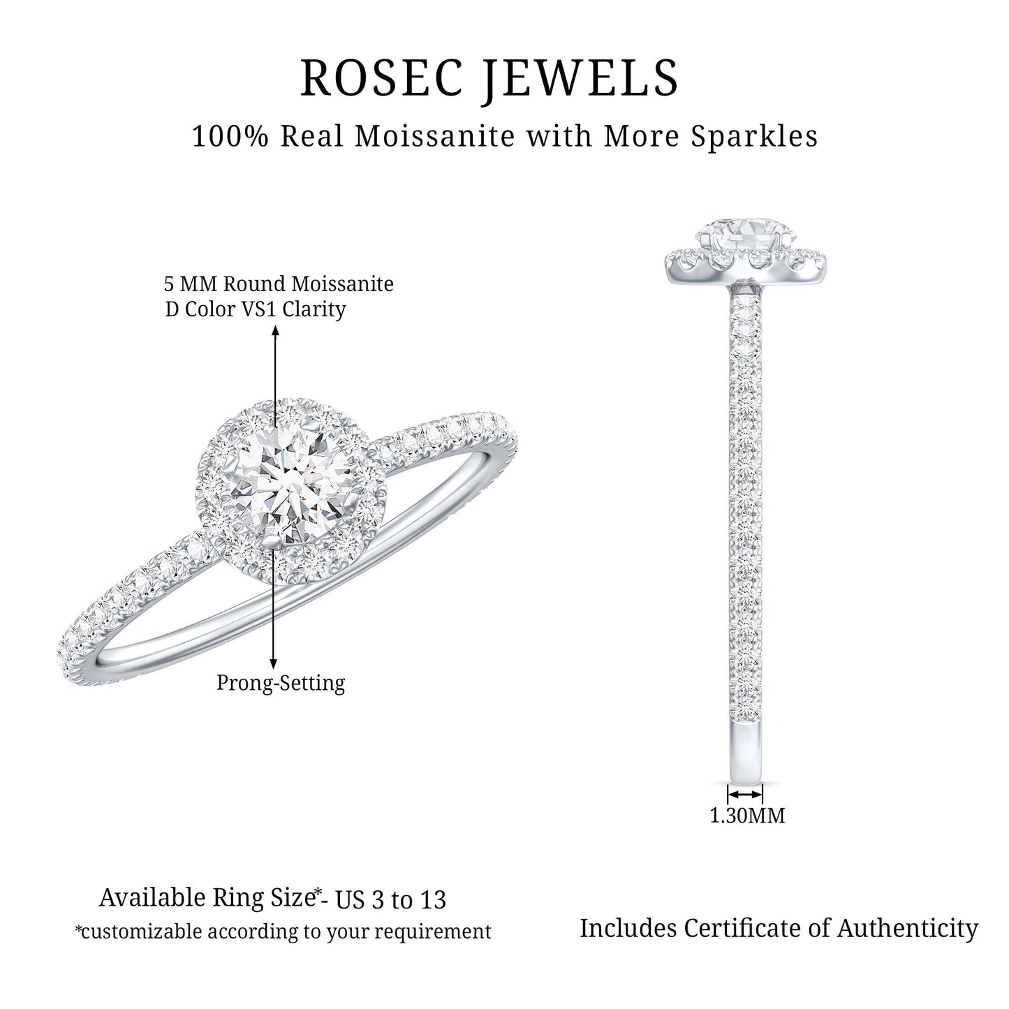 Certified Moissanite Promise Ring For Engagement