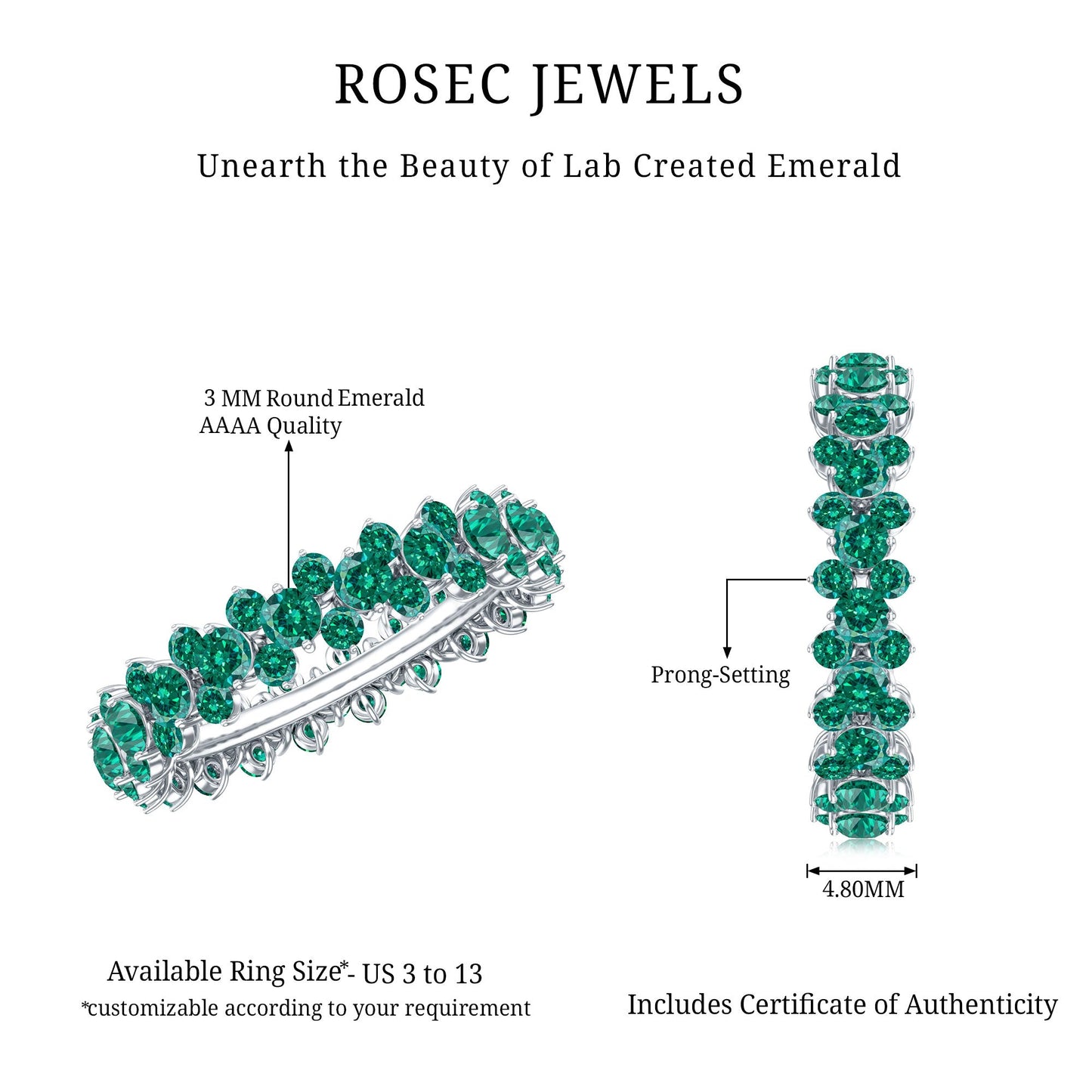 Certified Lab Grown Emerald Eternity Anniversary Band