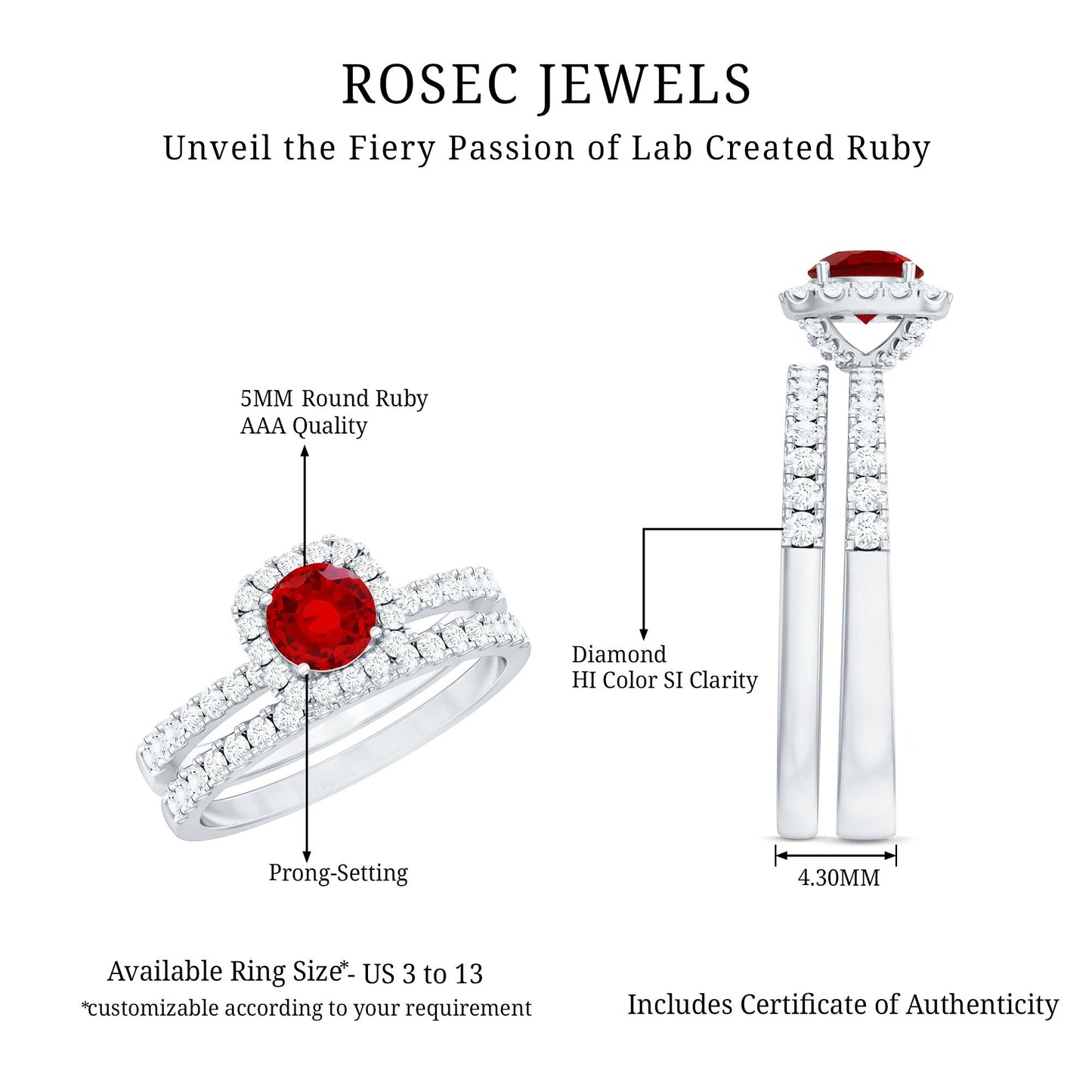 Vintage Inspired Created Ruby and Diamond Wedding Band Ring