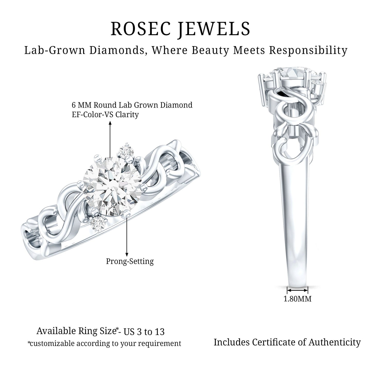 Lab Grown Diamond Art Deco Engagement Ring