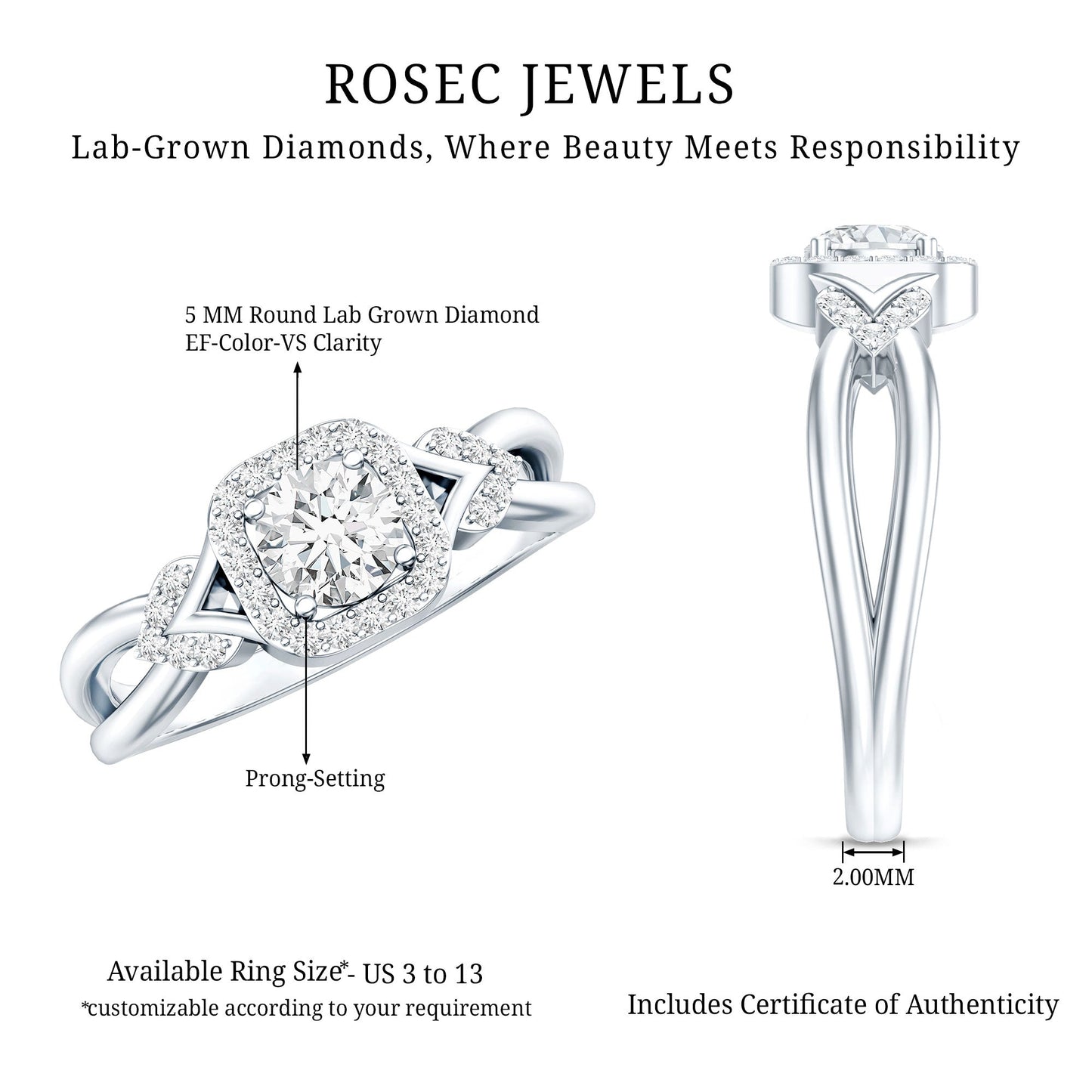 Lab Grown Diamond Halo Engagement Ring