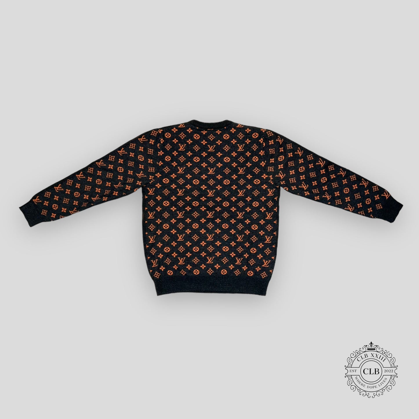 LOUIS VUITTON MONOGRAM KNIT SWEATER - GREY/ORANGE