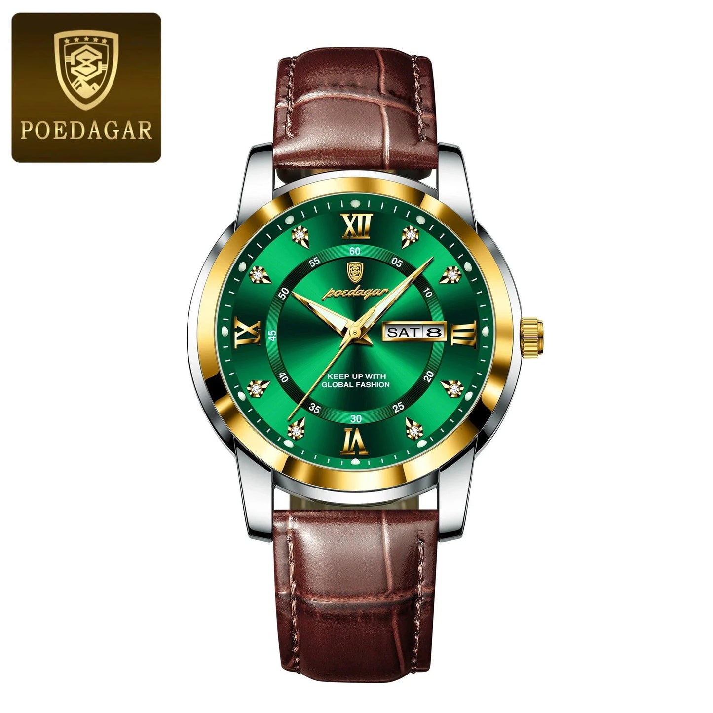 POEDAGAR Waterproof Leather Men's Quartz Watch