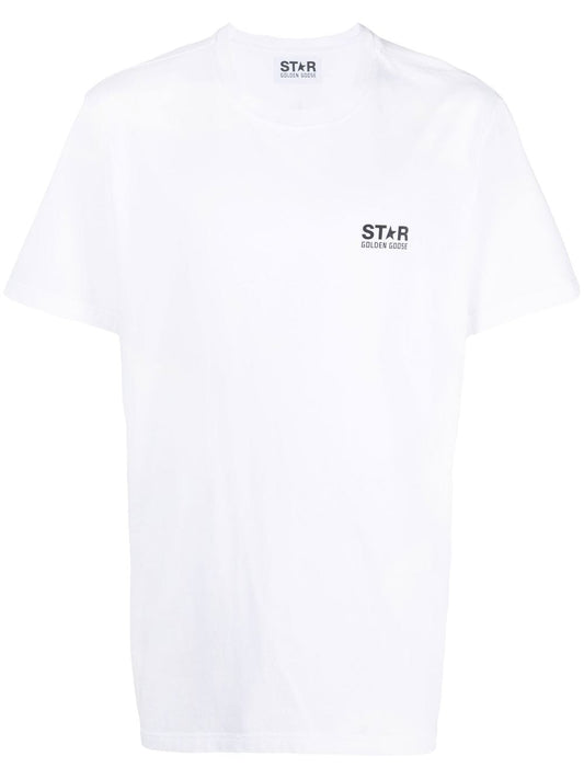 Golden Goose Men Star Collection T-Shirt With Contrasting Logo And Star