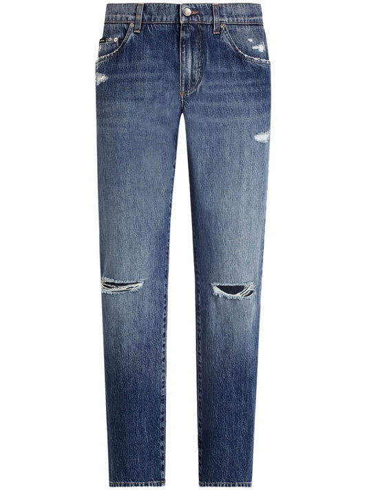 Dolce & Gabbana Men Classic Cotton Jeans With Tag With Abrasions