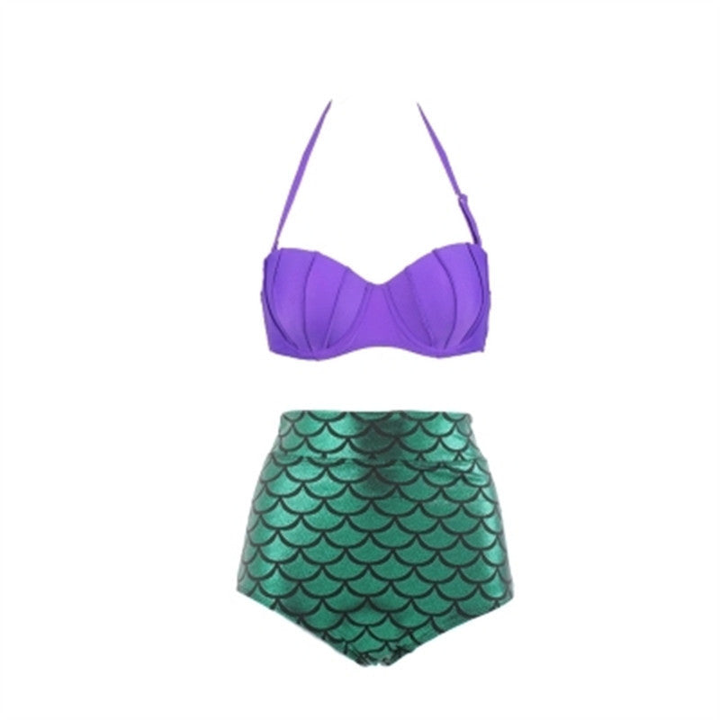 Arrival Split Swimsuit Bikini Ladies Bronzing Hard Bag Shell Mermaid High Waist Swimsuit