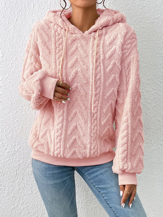 Fall Winter Women Pullover Sweatshirt Flannel Hooded Loose Plush Jacket