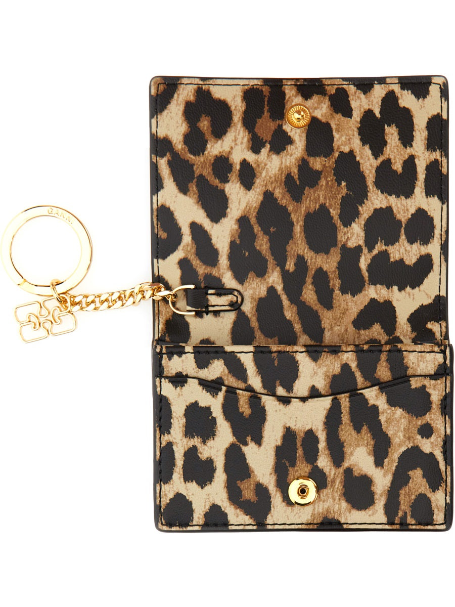 Ganni Women "Bou" Card Holder With Animal Motif